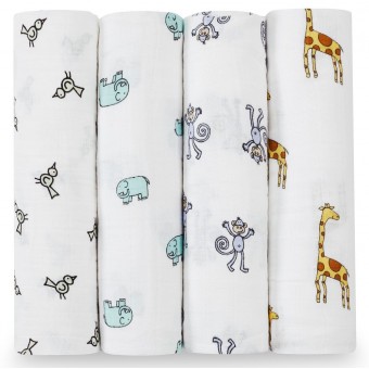 Classic Swaddles (Pack of 4) - Jungle Jam