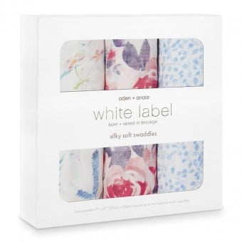 White Label 柔軟絲綢嬰兒包巾(3件裝) - Watercolor Garden