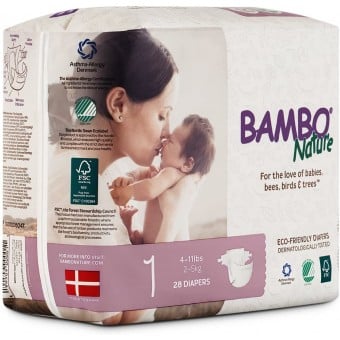 Bambo Nature Dream Baby Diapers - Size 1 Newborn (28 diapers)