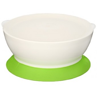 防灑吸盤式碗連蓋 12oz - 綠色