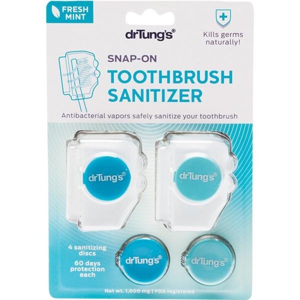 Snap-On Toothbrush Sanitizer (2 Sanitizers + 2 Refills) - Fresh Mint - Dr Tung's - BabyOnline HK