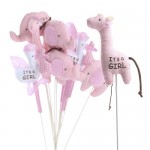 Plush It's a Girl Floral Picks for Baby Showers (四件裝) - 粉紅色長頸鹿 - GUND - BabyOnline HK