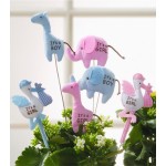 Plush It's a Girl Floral Picks for Baby Showers (四件裝) - 粉紅色鸛 - GUND - BabyOnline HK