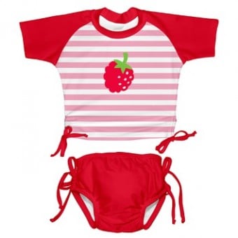 女童游泳衣連泳片 - 紅莓 - XL (24m)