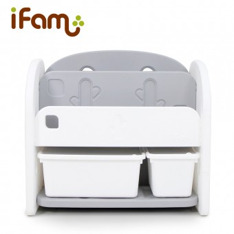 iFam 韓國書架收納組 [白色收納盒x2] (白色)