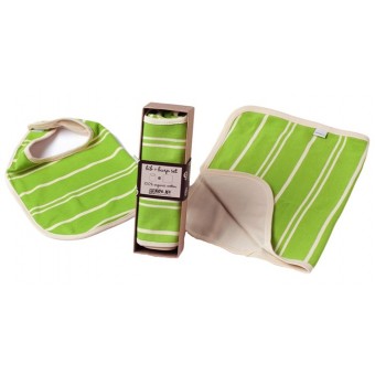 Organic Cotton Bib + Burp Set (Green/Vanilla)
