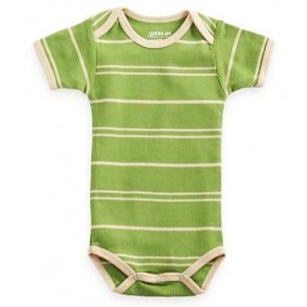有機棉短袖連身衫仔 - Green/Vanilla (6-12個月)