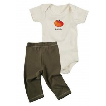 Organic Cotton S/S Bodysuit + Legging Gift Set - Pumpkin (3-6M)