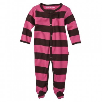 Organic L/S Footed Romper (Pink/Chocolate) 6-12m