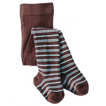 有機棉褲襪 - Chocolate/Turquoise (12-24個月)