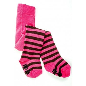 有機棉褲襪 - Pink/Chocolate (6-12個月)
