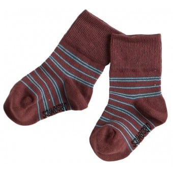 有機棉BB襪子 - Turquoise/Chocolate  (12-24個月)