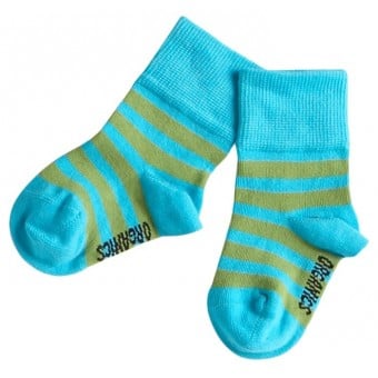 有機棉BB襪子 - Turquoise/Green (12-24個月)