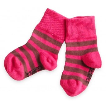 有機棉BB襪子 - Pink/Chocolate (12-24個月)