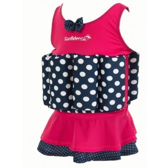 Konfidence 游泳連身浮衣 - 粉紅波點裙 (1-2歲)
