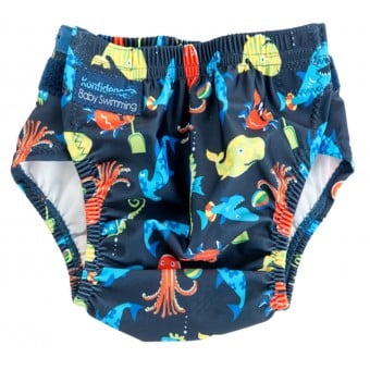 AquaNappy 游泳布片褲 - 深藍海洋朋友