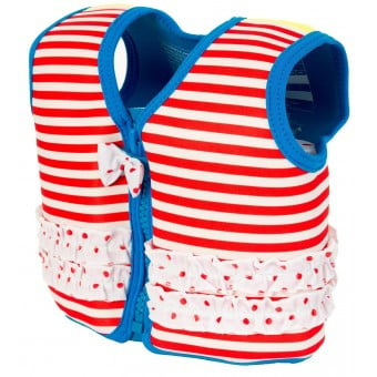 Konfidence Original Swim Jacket - Red Stripe Ruffle (18-36 months)