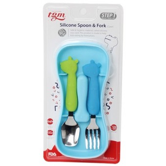 TGM - Silicone Stainless Steel Spoon & Fork (Stage 1) - Blue