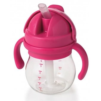Straw Cup with Removable Handles - Pink