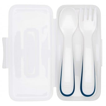 OXO Tot On-the-Go Plastic Fork and Spoon Set with Travel Case - Navy