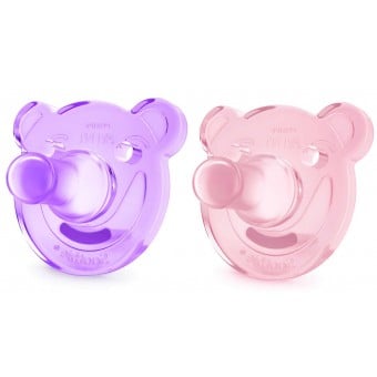 小熊安撫奶嘴 (0-3個月) - 粉紅/紫色
