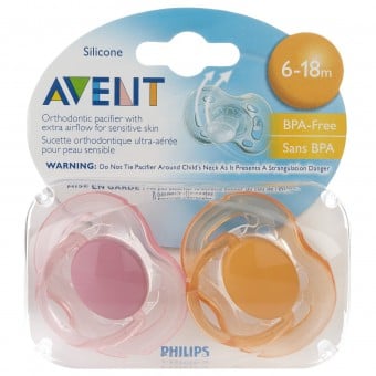 Contemporary Freeflow Soothers (6 - 18m) - Pink/Orange
