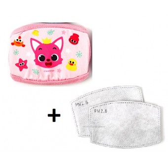 Pink Fong 幼童口罩 + PM2.5過濾墊 (粉紅色)
