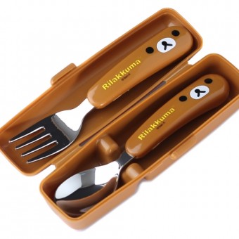 Rilakkuma Spoon & Fork with Case