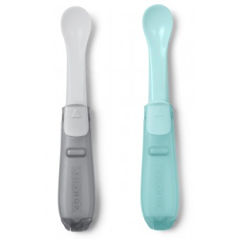 Easy-Fold Travel Spoons - Grey/Soft Teal