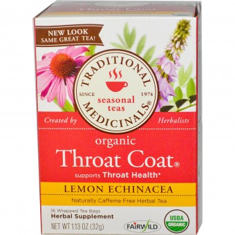 Organic Lemon Echinacea Throat Coat - Caffeine Free (16 Tea Bags) 28 g