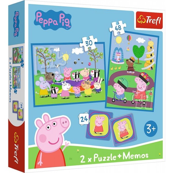 三合一拼圖 + Memos - Happy Moments with Peppa Pig (30, 48 pcs + 24 pcs) - Trefl - BabyOnline HK