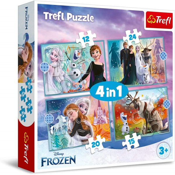 4合1 迪士尼冰雪奇緣 II 拼圖 - The Amazing World of Frozen (12, 15, 20, 24 片) - Trefl - BabyOnline HK