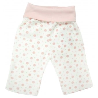 Organic Cotton Rolled Waist Pants - Pink Dot (0-3M)