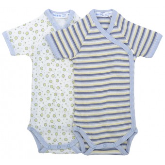 Organic Cotton Side Snap Baby Bodysuit (S/S) - 2 pieces (3-6M)