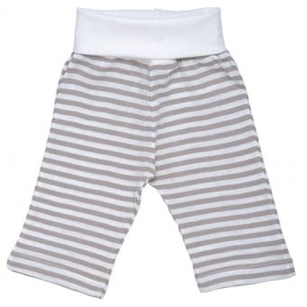 Organic Cotton Rolled Waist Pants - Tan Stripe (3-6M)