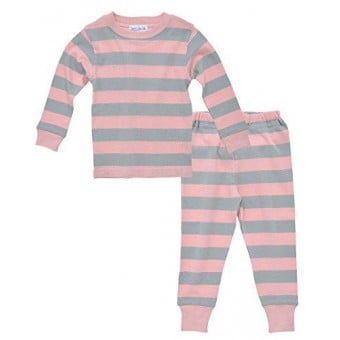 有機棉睡衣套裝 (18M) - 粉紅/灰色